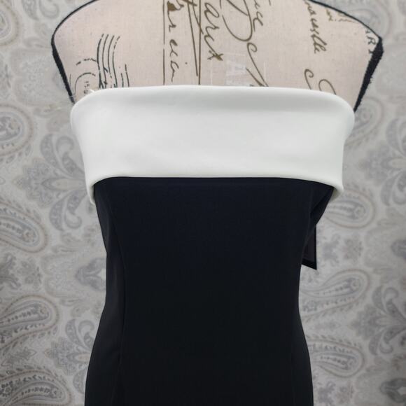 Marina Elegant Sleeveless Strapless black & white maxi formal dress Minimalistic - Picture 4 of 12